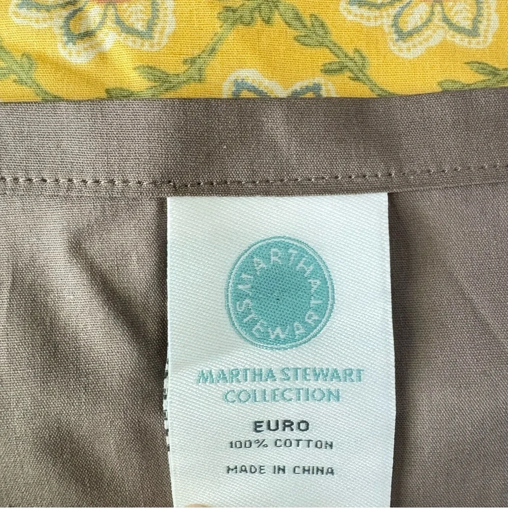 TWO Martha Stewart Euro 100% Cotton Pillow‎ Shams Gold Floral French Country